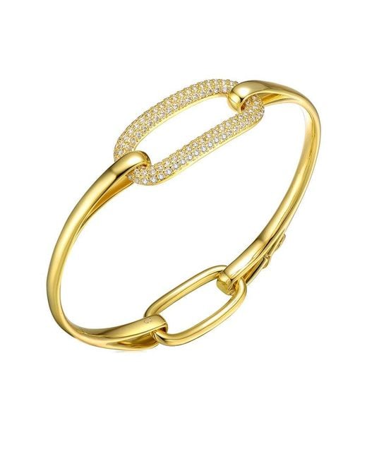 Genevive Jewelry Metallic 14k Over Silver Cz Bangle Bracelet