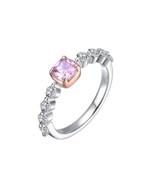 Rachel Glauber White 14K Plated Cz Halo Ring