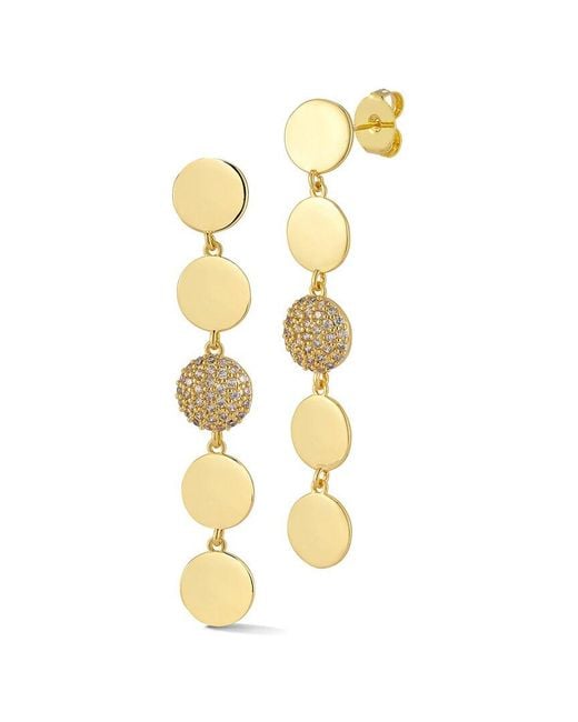 Chloe and Madison Metallic Plated Cz Drop Earrings