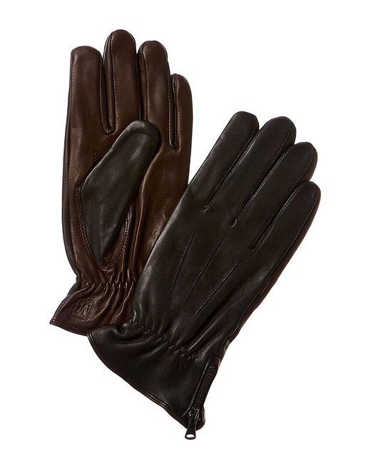 Bruno Magli Brown Two-tone Cashmere-lined Leather Gloves for men