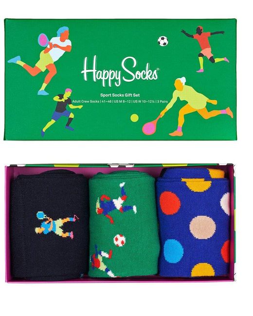 Happy Socks Green 3pk Sports Gift Set for men