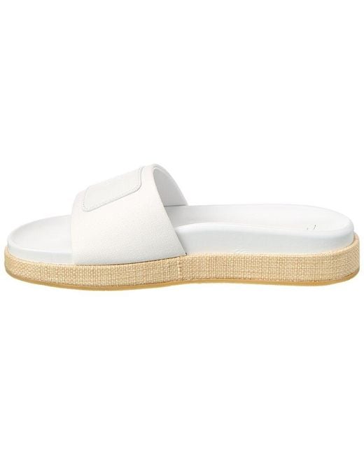 Giuseppe Zanotti White Indi Canvas Slide for men