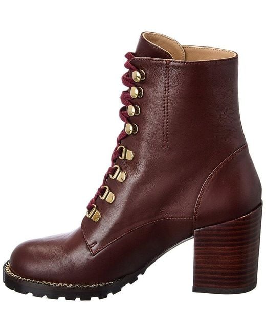 Stuart Weitzman Kolbie Block Leather Bootie in Brown Lyst