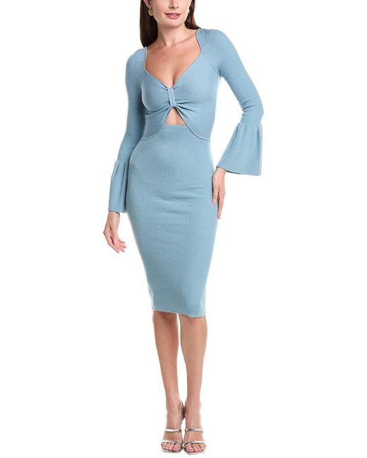 SERENETTE Blue Wool-Blend Midi Dress