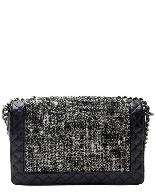 Chanel Black Tweed & Calfskin Paris Dallas Enchained Old Medium Boy Bag (authentic Pre-loved)