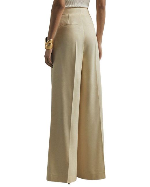 Reiss Natural Anya Atelier Silk & Wool-Blend Wide Leg Suit Trouser