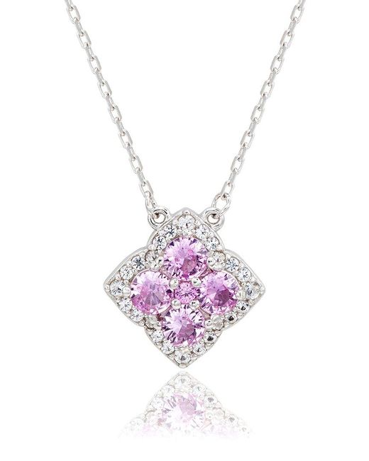 Suzy Levian Pink Silver 0.02 Ct. Tw. Diamond & Gemstone Necklace