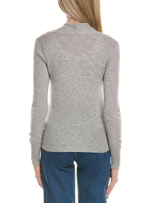 Sofiacashmere Gray Modern Faux Wrap Wool & Cashmere-Blend Sweater