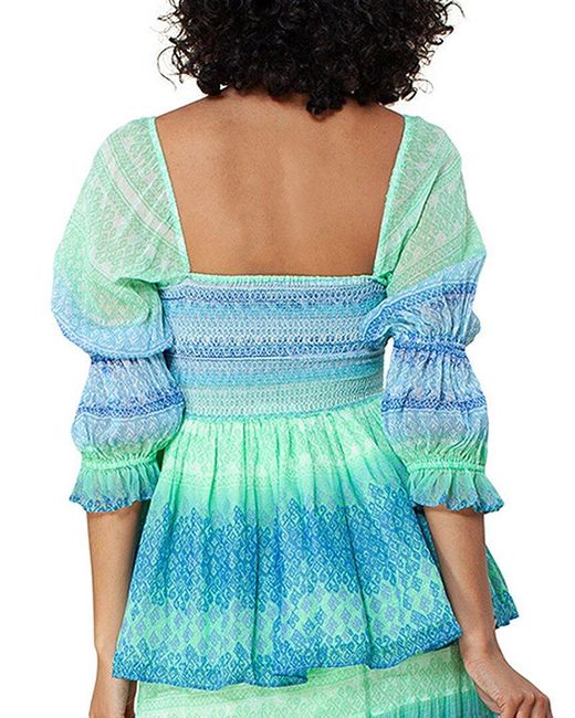 Hale Bob Blue Smocked Top