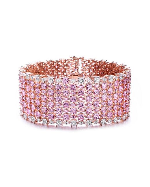Genevive Jewelry Pink 18K Rose Vermeil Cz Bracelet
