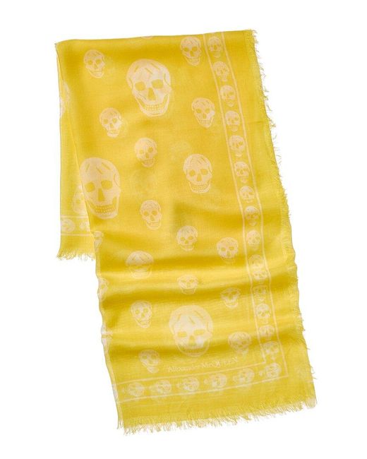 Alexander McQueen Yellow Classic Silk-blend Scarf