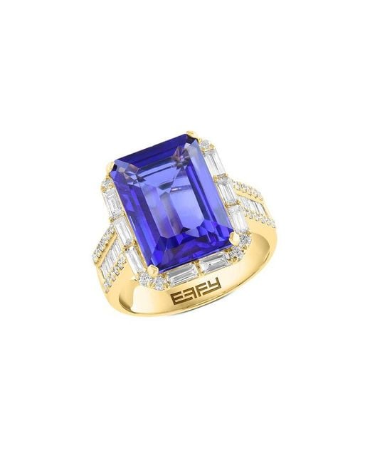 Effy Fine Jewelry Blue 14K 8.49 Ct. Tw. Diamond & Tanzanite Ring