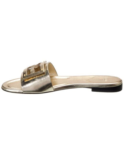 Fendi Metallic Baguette Leather Sandal