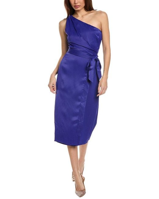 Reiss Purple Flora Satin One Shoulder Dress