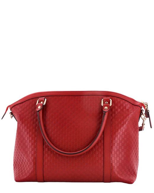 Gucci Red Britt Convertible Dome Satchel Microssima Leather Medium (authentic Pre- Loved)