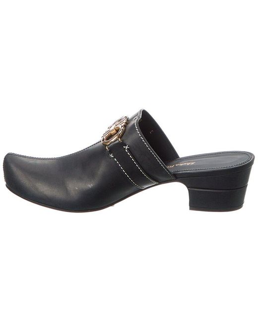 Ferragamo Black Leather Mule