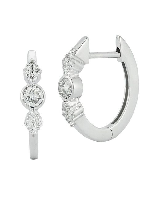 Nephora White 14k 0.19 Ct. Tw. Diamond Huggie Earrings