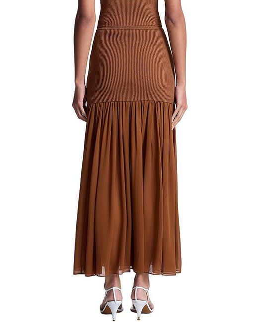 A.L.C. Brown Hayden Silk-Trim Skirt
