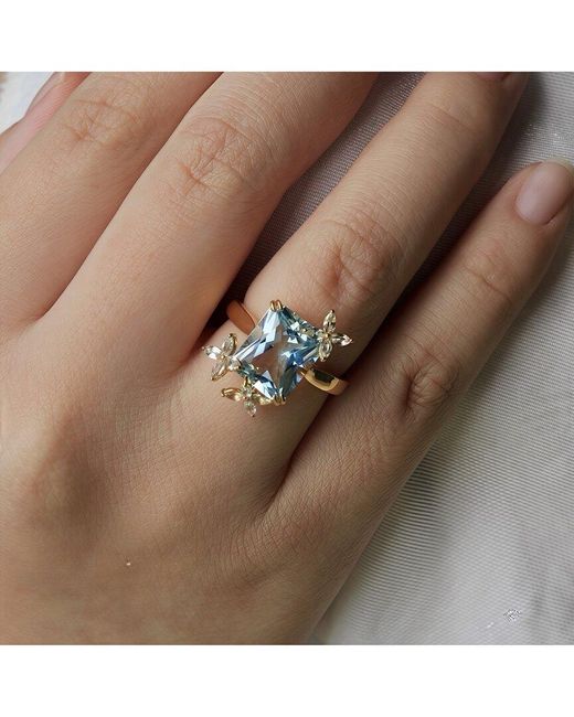 Kai Fine Jewelry Blue 14K.75 Ct. Tw. Lab-Grown Diamond & Topaz Cocktail Ring