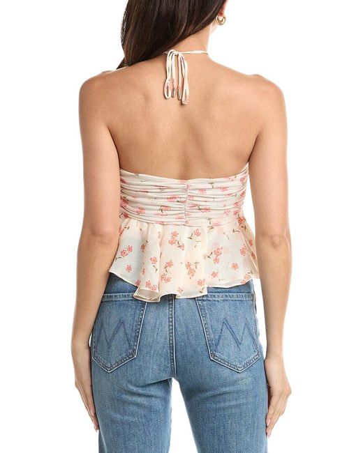 AFRM Blue Willie Halter Front Ruffle Top