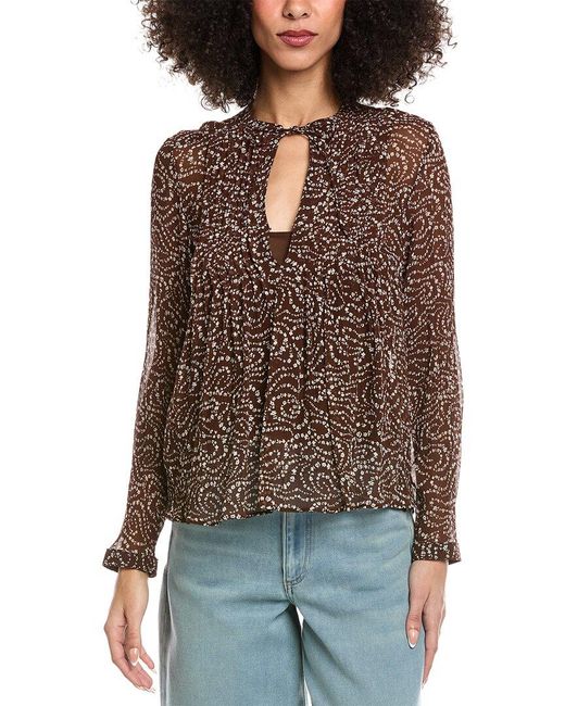Rag & Bone Brown Amaris Silk-blend Top