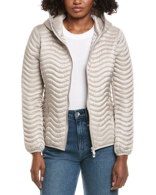 Save The Duck Gray Jinnie Short Wave Quilt Jacket