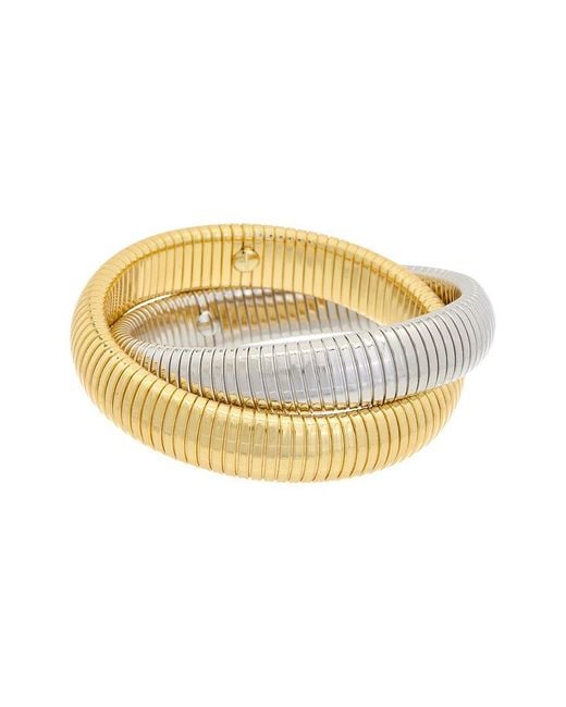 Meshmerise Metallic 18k Two-tone Plated Goose Bangle Bracelet