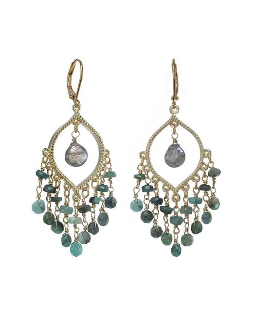 Rachel Reinhardt Jewelry Metallic 14k Over Silver Gemstone Fringe Chandelier Earrings