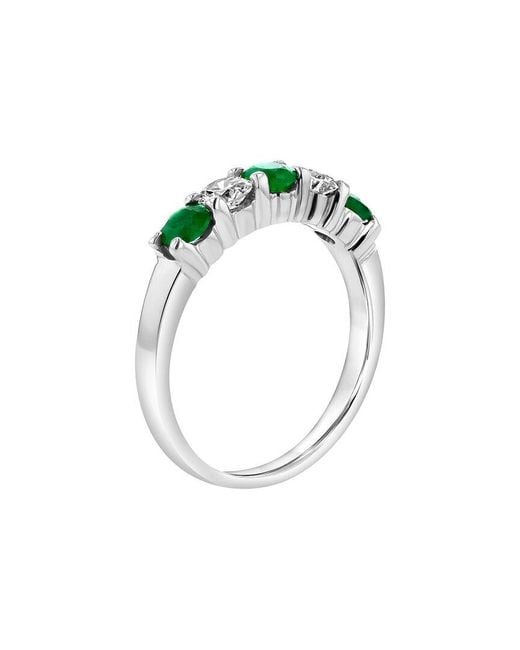 LEVARON Green 14K 1.11 Ct. Tw. Diamond & Emerald Stackable Ring