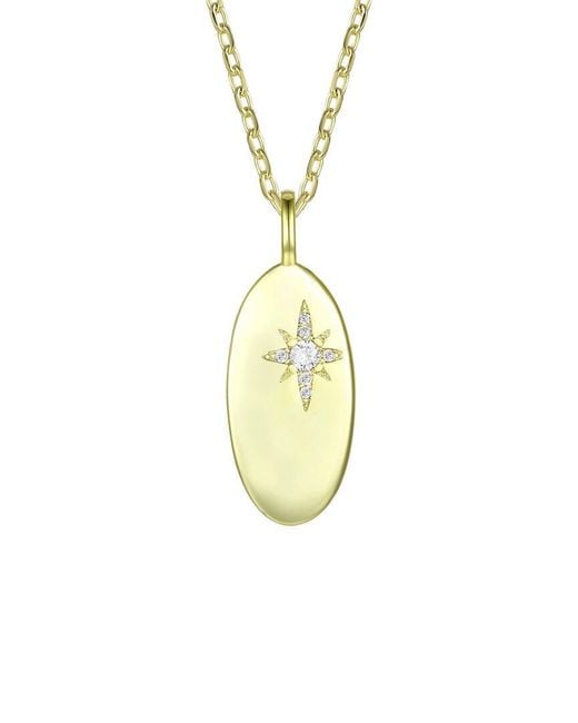 Rachel Glauber Metallic 14k Plated Cz Pendant Necklace