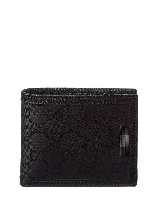 Gucci Black GG Canvas & Leather Bifold Wallet for men
