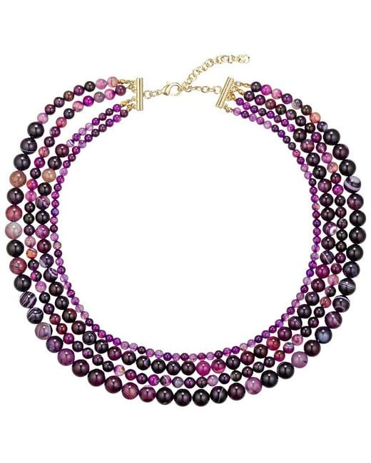 Eye Candy LA Pink Amethyst Beaded Multi Layer Drop Necklace