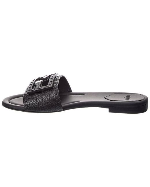 Fendi Black Baguette Leather Sandal