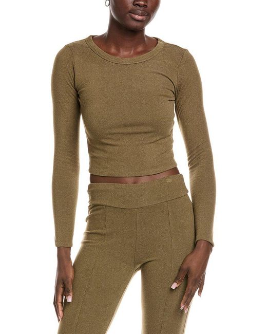 Brook + Lynn Green Brushed Cropped T-Shirt
