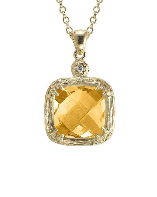 Reiss Metallic Color Collection 14K 3.77 Ct. Tw. Diamond & Citrine Necklace