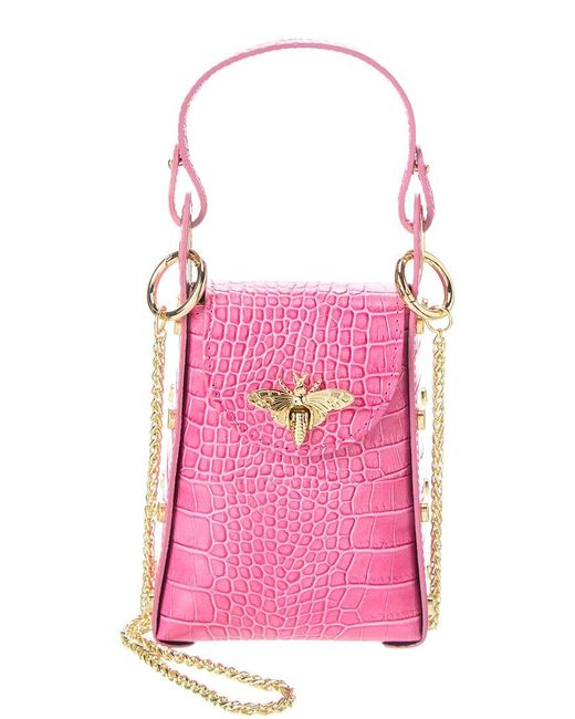 Persaman New York Pink Anette Leather Crossbody