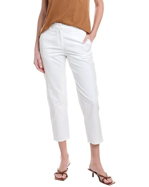 Eileen Fisher White Petite High-Waist Tapered Ankle Pant