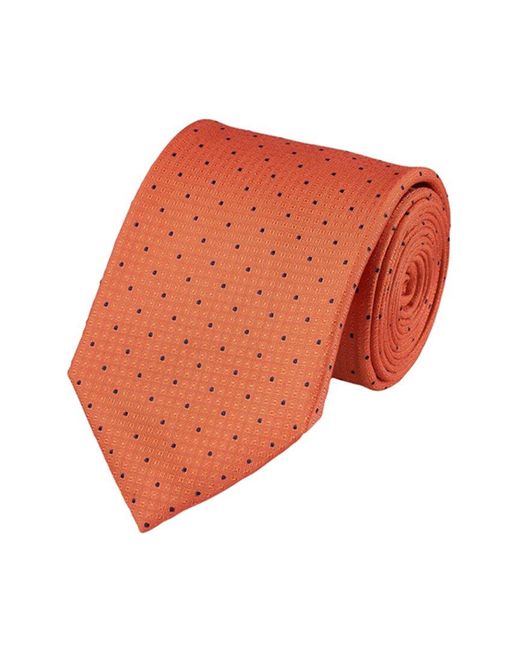 Charles Tyrwhitt Orange Polka Dot Silk Stain Resistant Tie for men