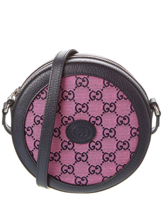 Gucci Pink Round GG Canvas & Leather Shoulder Bag