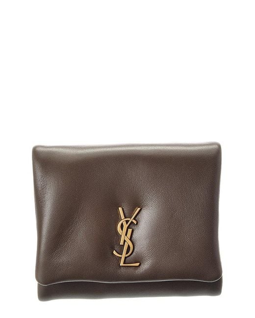 Saint Laurent Brown Calypso Compact Pillow Leather Wallet