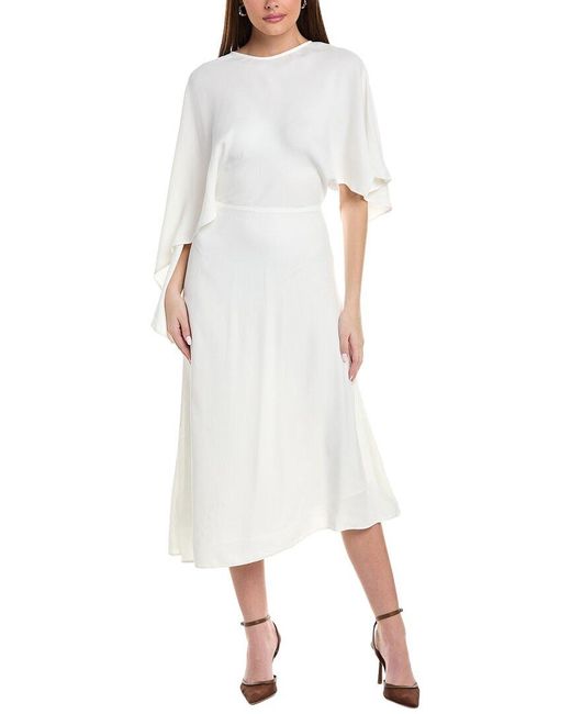 Reiss White Naomi Cape Maxi Dress