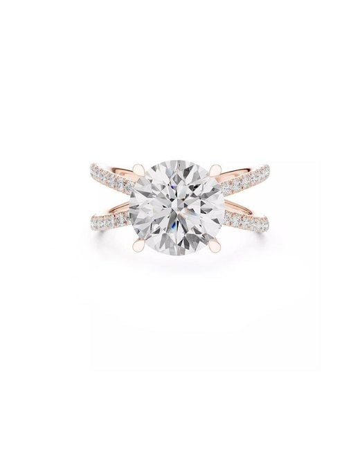 Lab Grown Diamonds White 14K Rose 4.00 Ct. Tw. Lab-Grown Diamond Ring