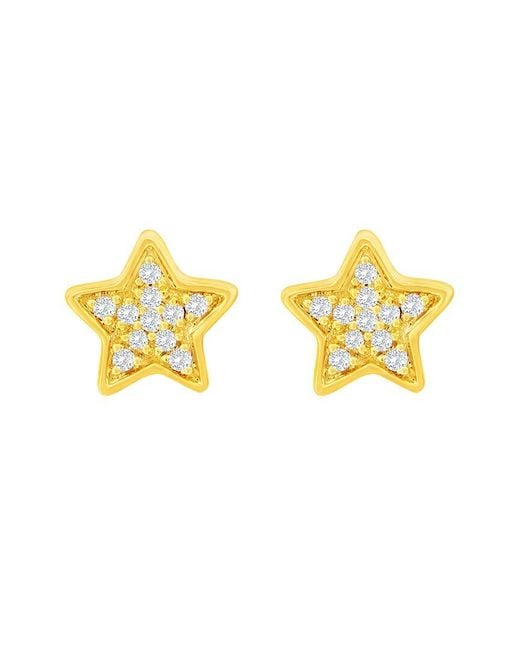 Suzy Levian Yellow 14k 0.06 Ct. Tw. Diamond Star Studs