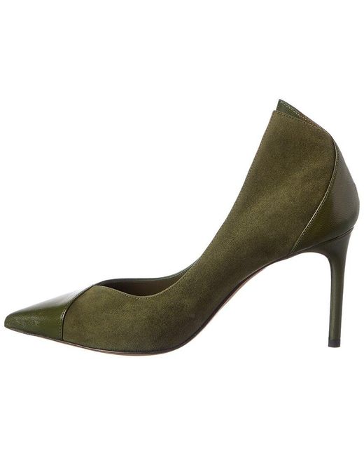 Alexandre Birman Green Pandora 85 Leather & Suede Pump