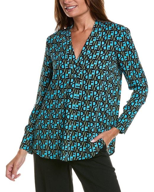 Diane von Furstenberg Blue Sanorah Top