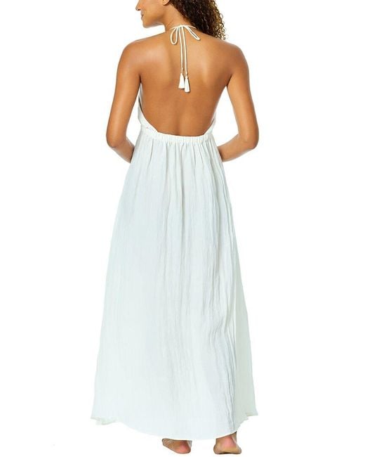 Anne Cole Blue Maxi V-Neck Jeweled Dress