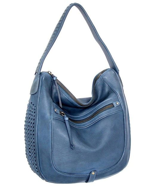 Nino Bossi Blue Elina Hand-Dyed Vintage Leather Hobo Bag