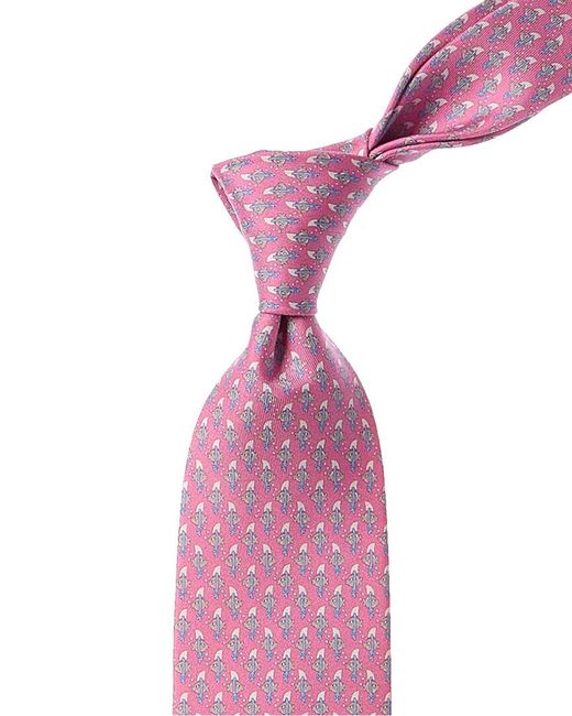 Ferragamo Pink Shark Silk Tie for men