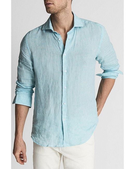 Reiss Blue Ruban Linen Shirt for men