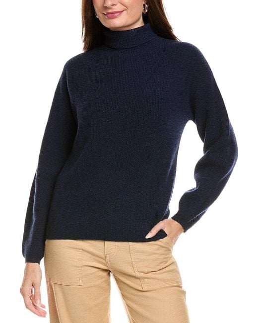 Kier + J Blue Kier + J Ribbed Turtleneck Wool & Cashmere-Blend Sweater